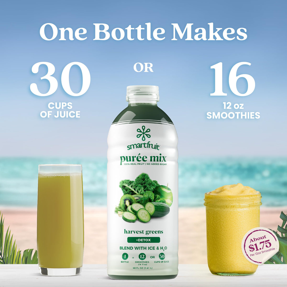 Smartfruit Harvest Greens + Detox – 100% Real Fruit Purée, 48oz