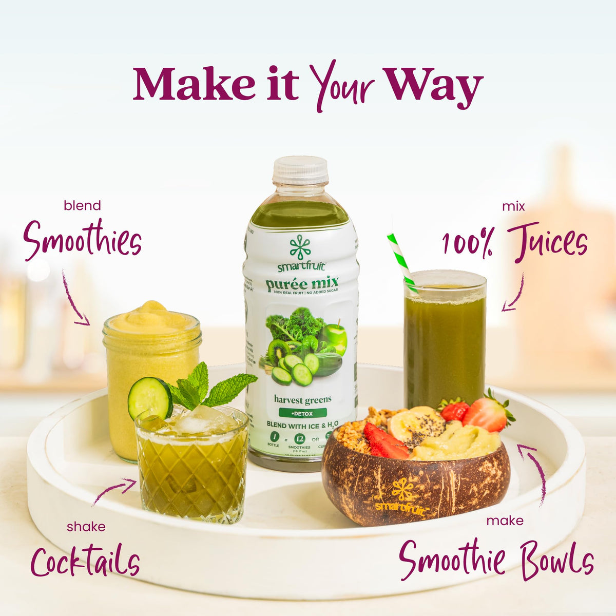 Smartfruit Harvest Greens + Detox – 100% Real Fruit Purée, 48oz
