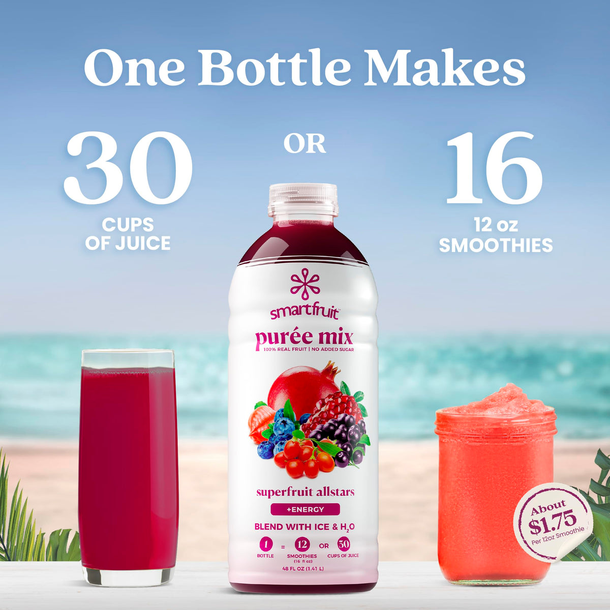 Smartfruit Superfruit All-Stars + Energy – 100% Real Fruit Purée, 48oz