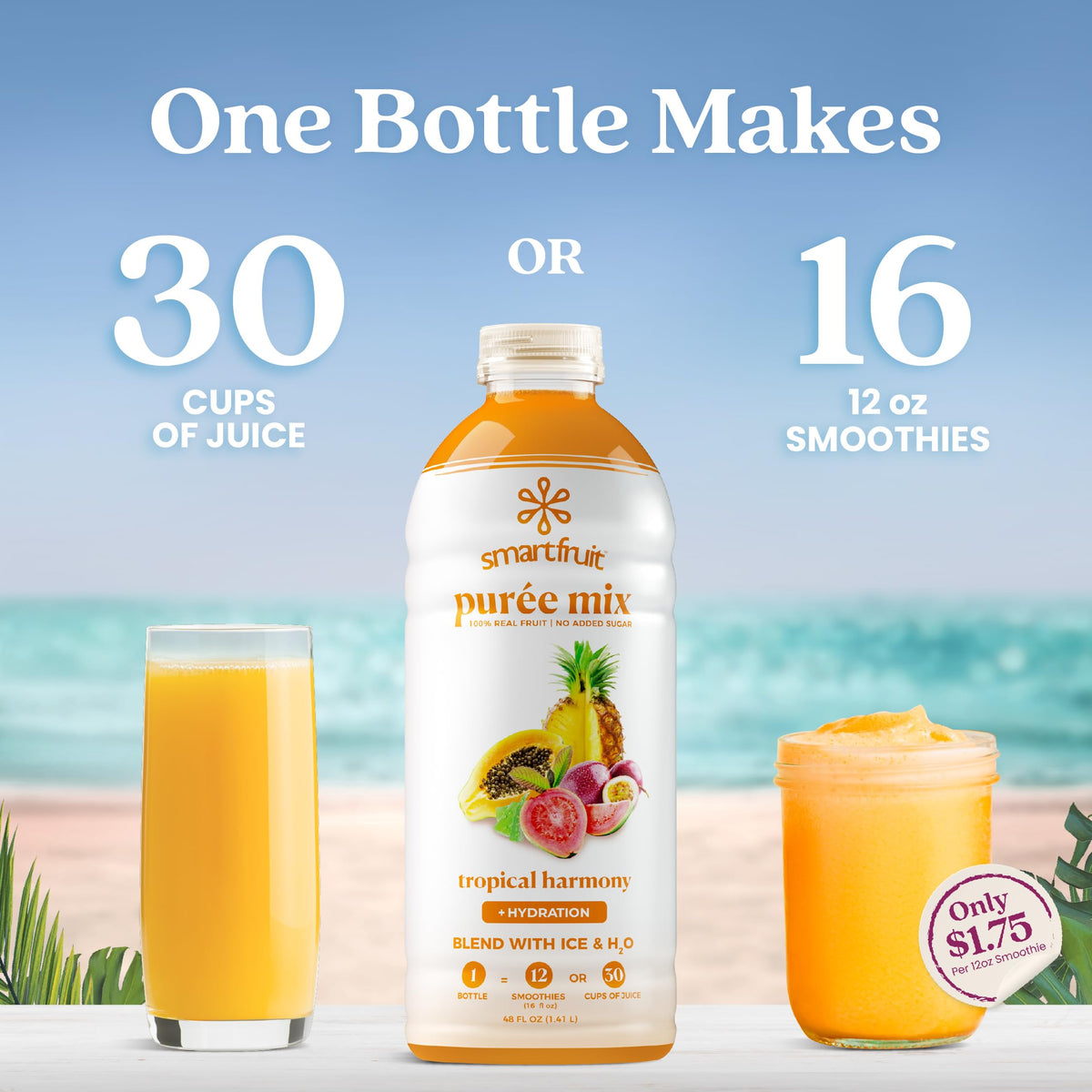 Smartfruit Tropical Harmony + Aloe – 100% Real Fruit Purée (48oz) – High in Vitamins A & C