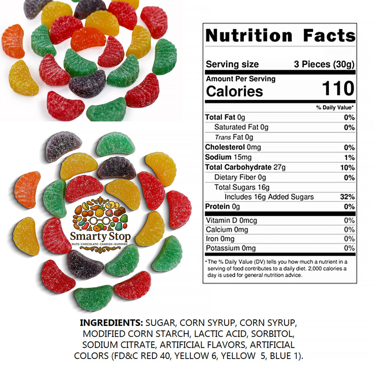 Smarty Stop Assorted Slice Wedges Candy (5 LB) – Soft Fruit Gummies, Bulk Snack