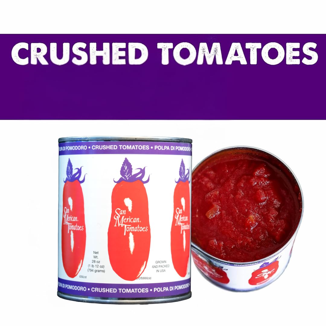 SMT SAN MERICAN TOMATO Crushed Canned Tomatoes - 28oz Pack of 6 - USA Grown