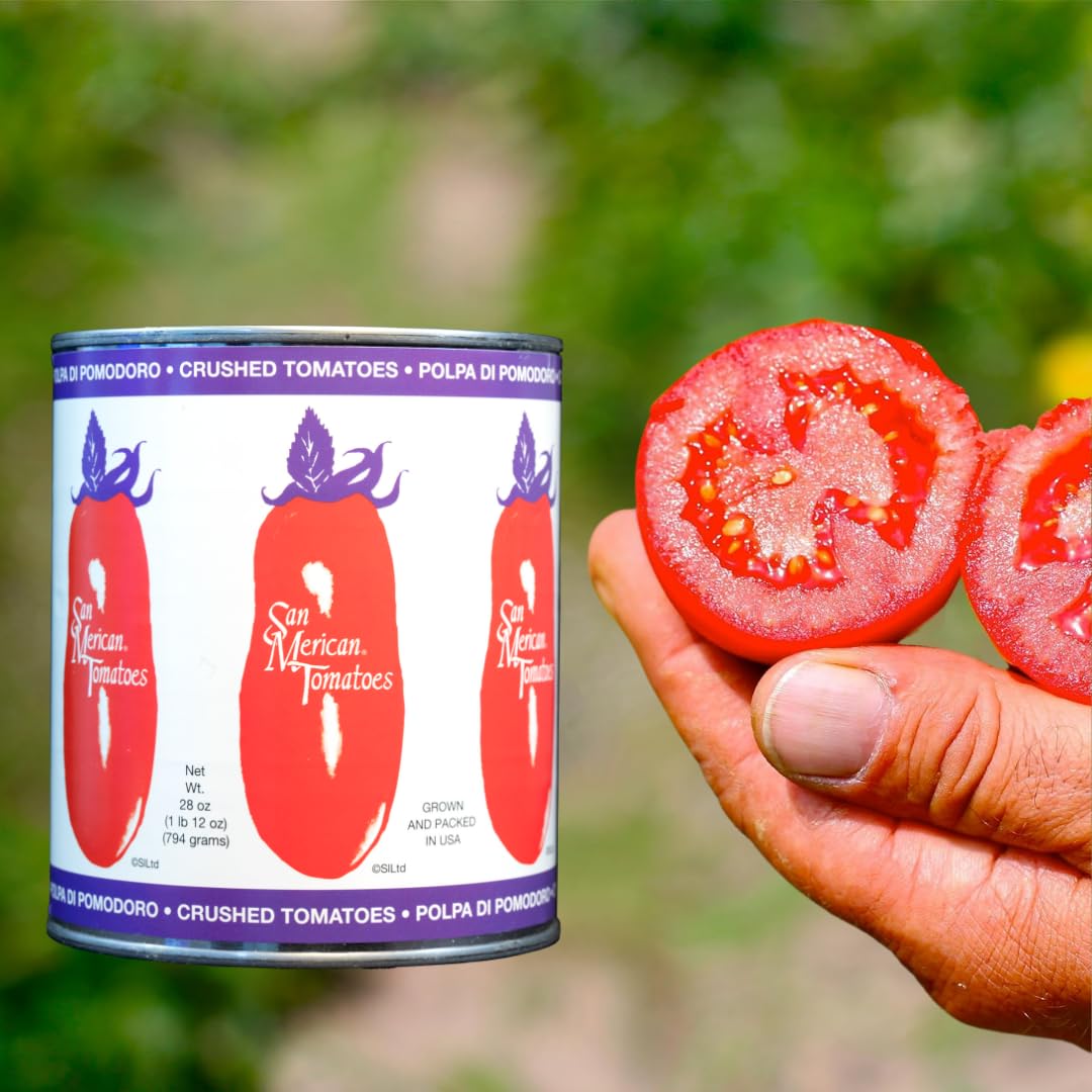 SMT SAN MERICAN TOMATO Crushed Canned Tomatoes - 28oz Pack of 6 - USA Grown