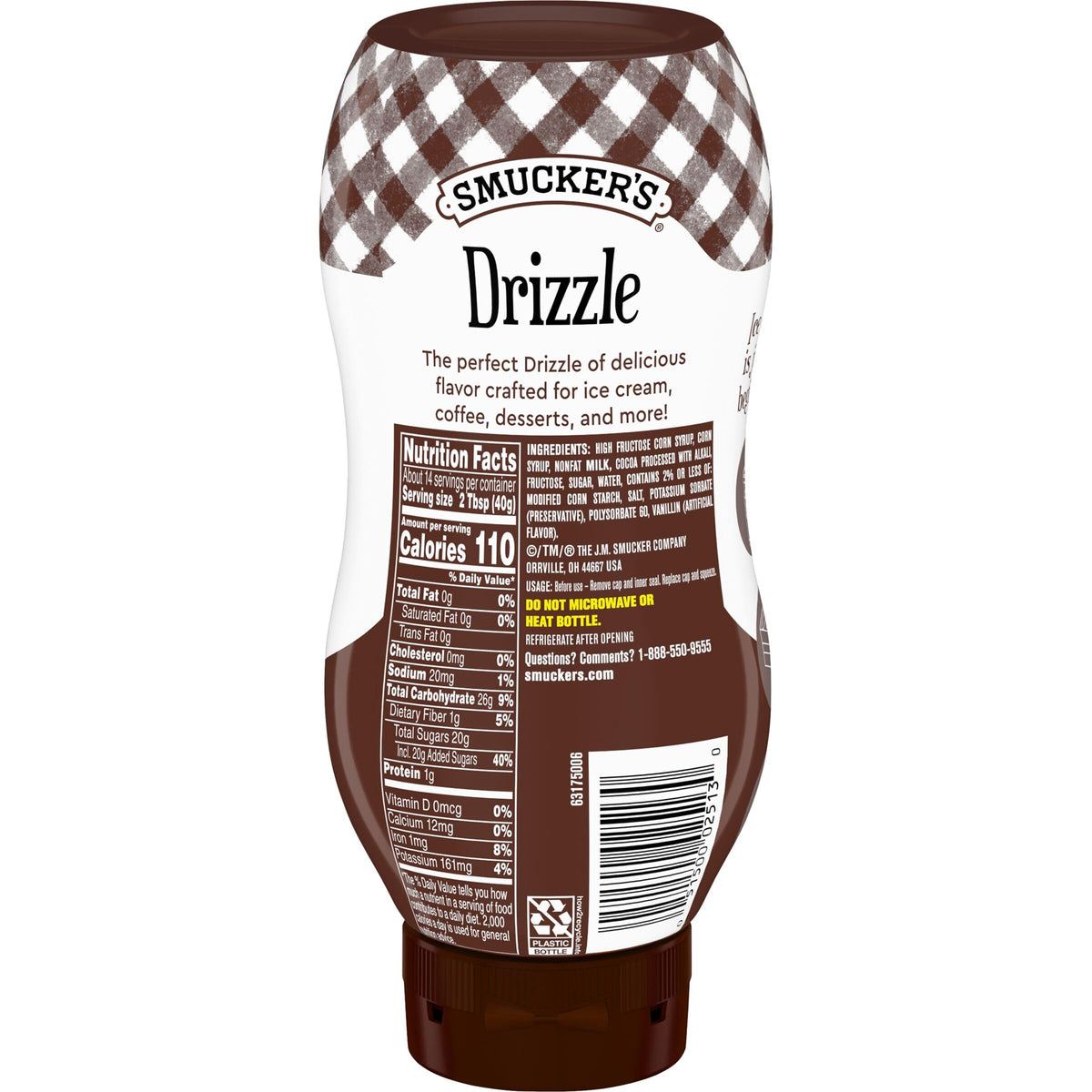 Smucker’s Drizzle Chocolate Syrup – 12-Pack, 20 oz Squeeze Bottles