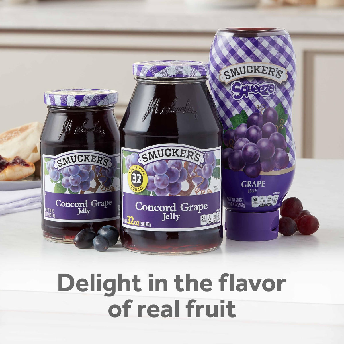 Smucker's Grape Squeezable Jelly, 20 oz — Pack of 12 | Easy-To-Squeeze Bottle, Kosher