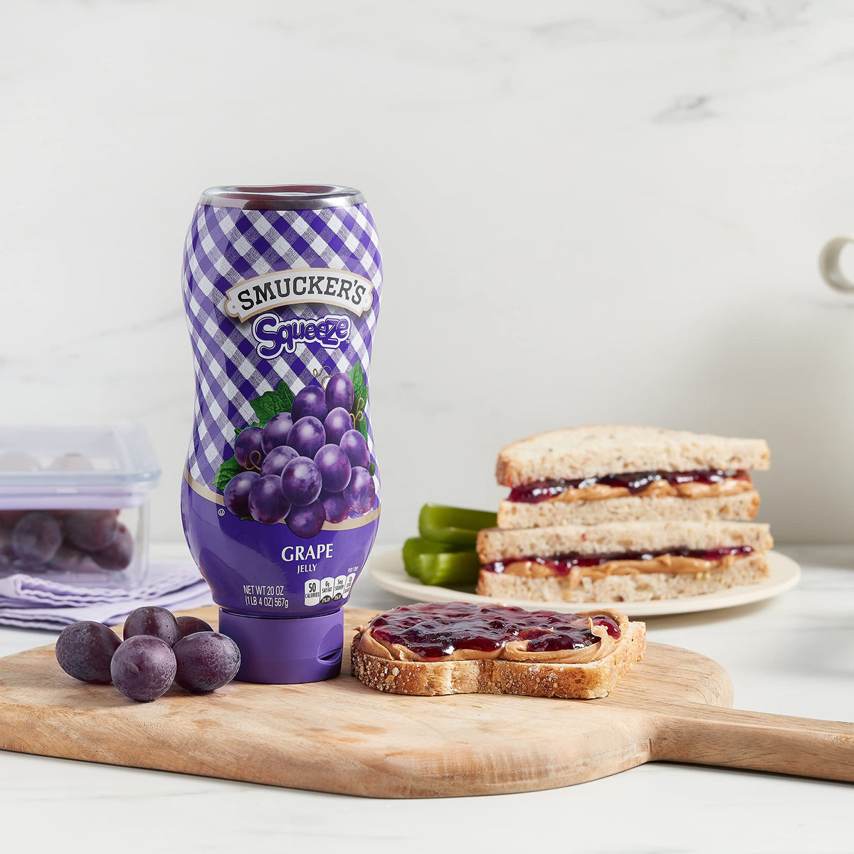 Smucker's Grape Squeezable Jelly, 20 oz — Pack of 12 | Easy-To-Squeeze Bottle, Kosher