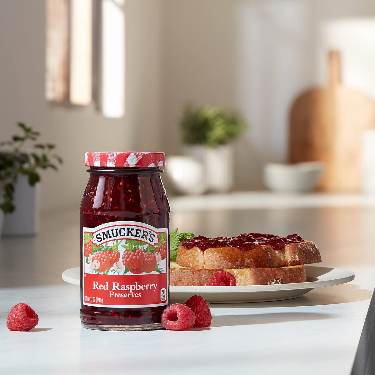 Smucker's Red Raspberry Preserves – 6 Pack, 12 oz Jars | Rich Berry Spread
