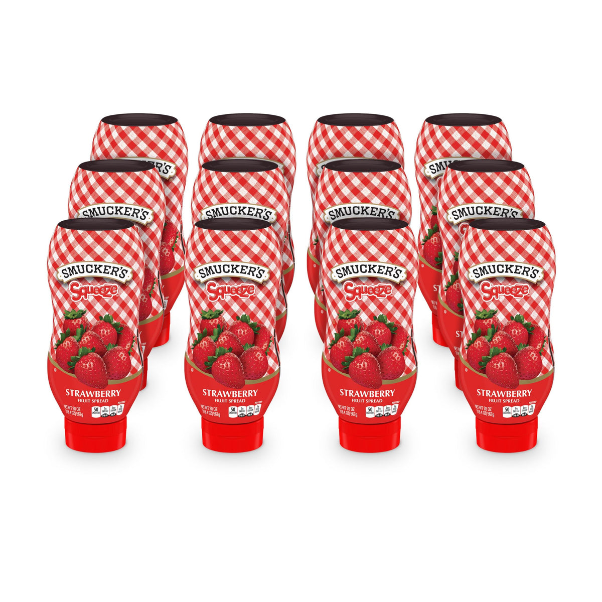 Smucker's Squeeze Strawberry Fruit Spread, 20 oz — Pack of 12 | Easy-To-Squeeze Bottle