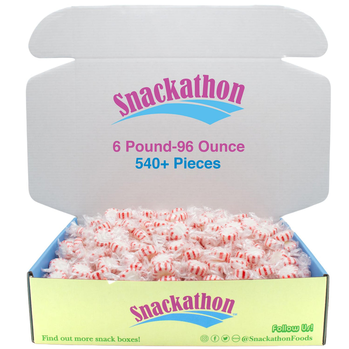 Snackathon Starlight Candy – Peppermint, 6 lb Bulk (96 oz), 540+ Individually Wrapped Pieces