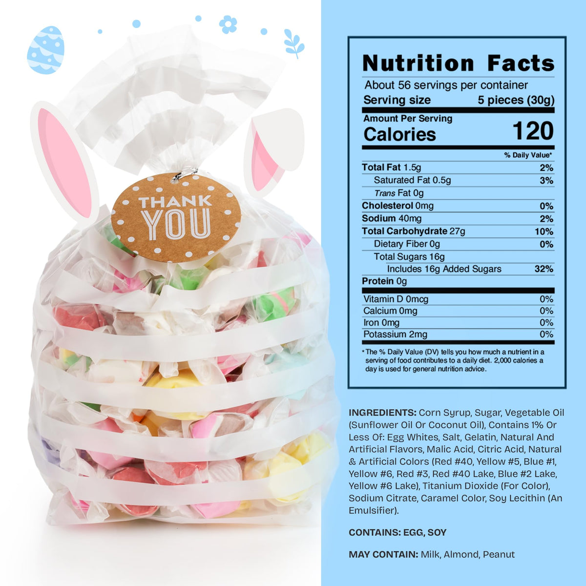 Snackathon Salt Water Taffy Variety Box — 36 Flavors, 4 lb, 280+ Pieces, Soft & Chewy Gourmet Candy Bulk