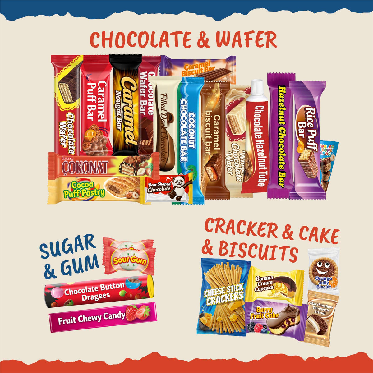 SnackRush International Snack Box – 34-Piece Global Tasting Tour of Exotic Candies & Treats