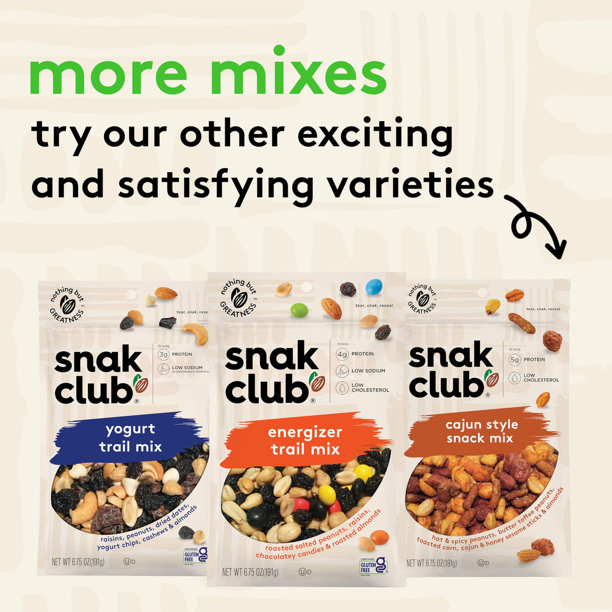 Snak Club Protein Power Snack Mix – 6 Pack, 4.2 oz Pouches | Gluten-Free & Kosher