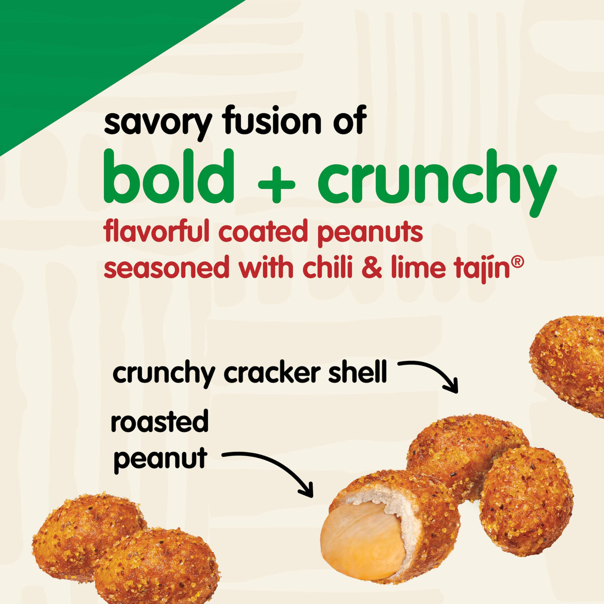 Snak Club Tajín Crunchy Peanuts – Mild Chili & Lime Snack, 4 oz Resealable Bags, 6 Pack