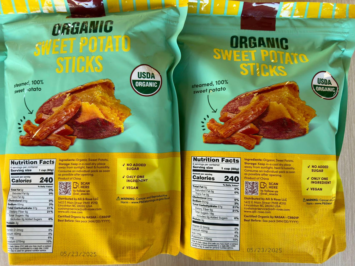 The Snak Yard Sweet Potato Sticks – Twin Pack, 2 x 2.8oz | Organic, No Added Sugar, Vegan