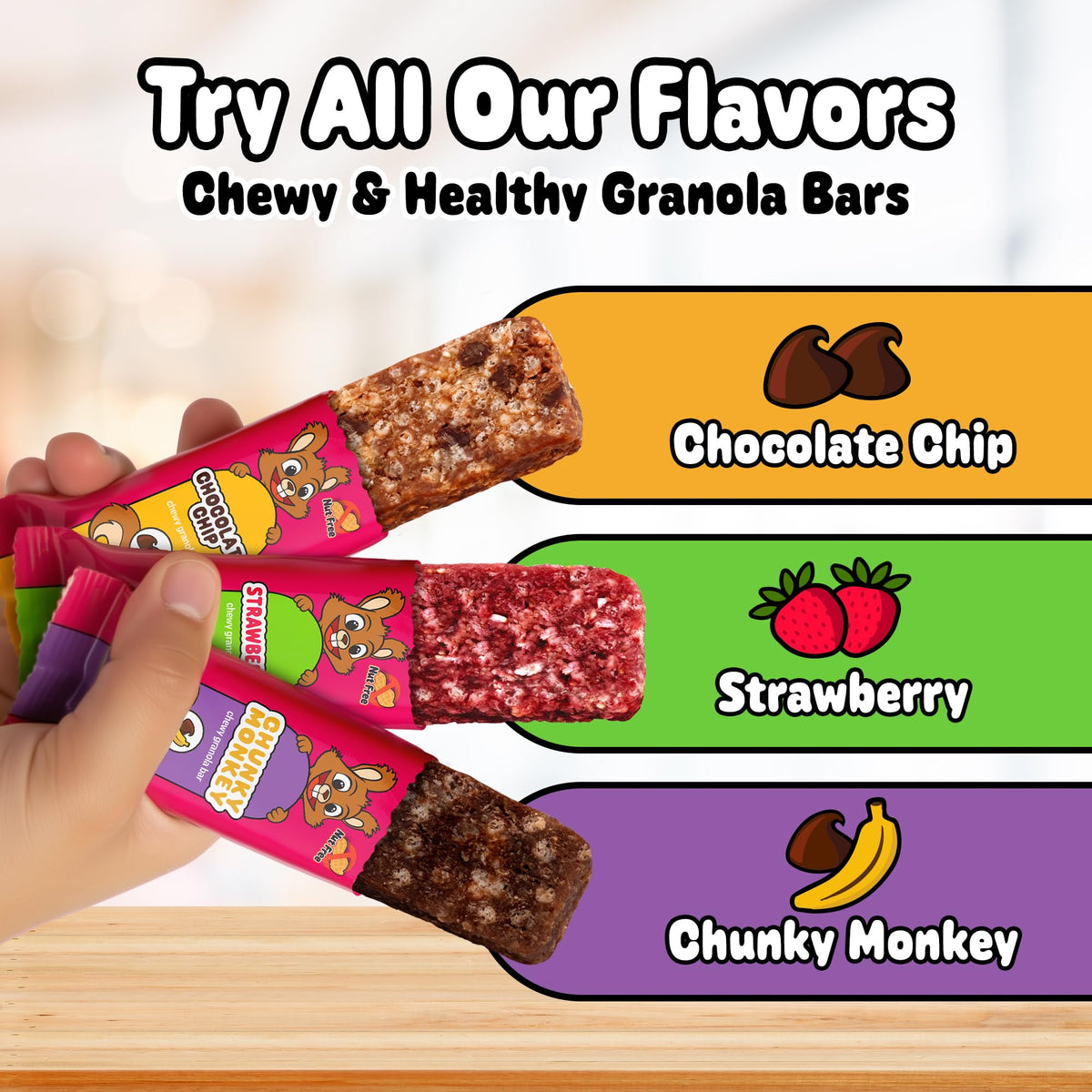 Snakkidz Organic Chewy Granola Bars for Kids – Allergen-Free, Nut-Free, Gluten-Free, Strawberry