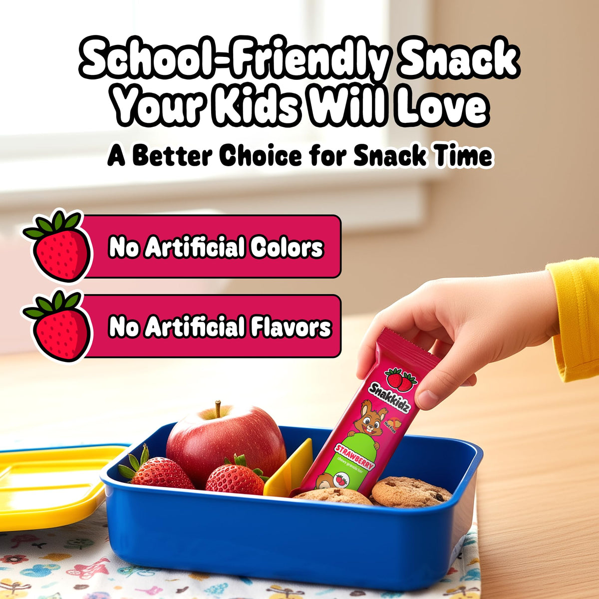 Snakkidz Organic Chewy Granola Bars for Kids – Allergen-Free, Nut-Free, Gluten-Free, Strawberry