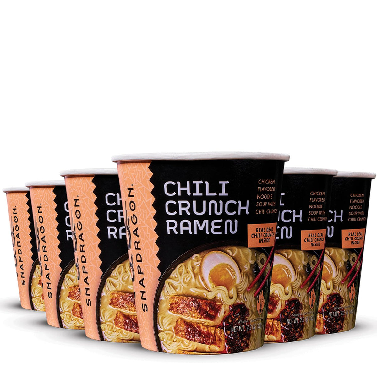 Snapdragon Chili Crunch Ramen Cup Noodles – 6 Pack Instant Noodles with Chili Crunch Oil