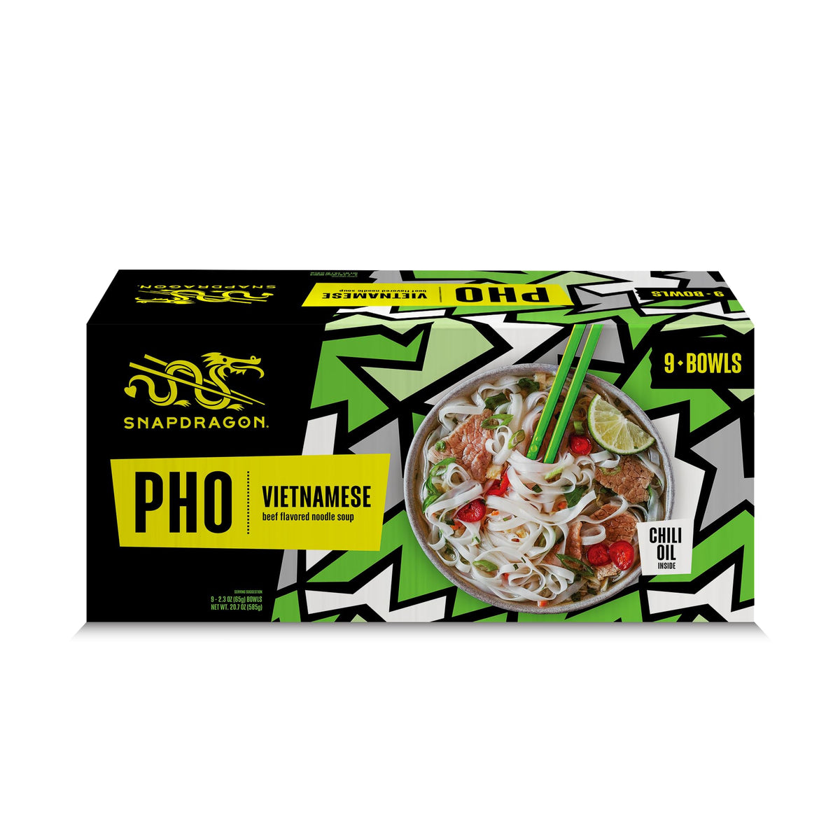Snapdragon Pho Instant Noodle Bowls | Pho Flavor Broth with Rice Noodles, No Artificial Flavors, No MSG Added, 2.3 oz (9 Pack)
