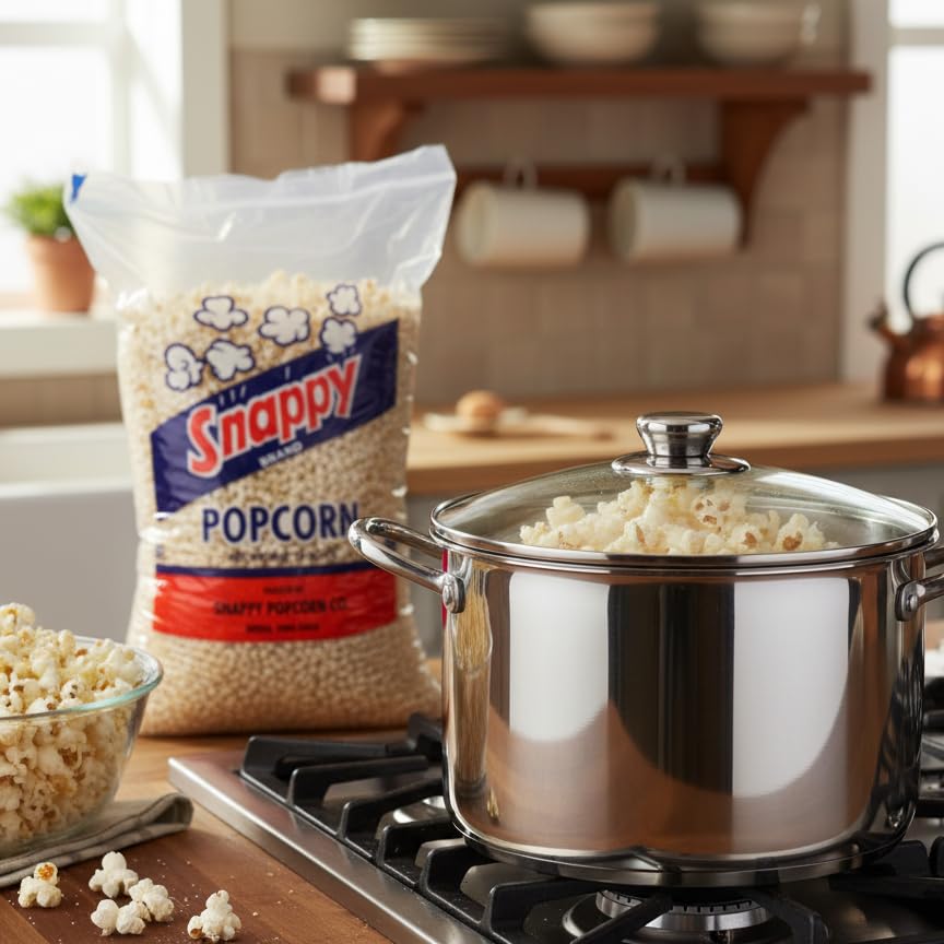 SNAPPY White Popcorn Kernels – Non-GMO, Gluten Free, 12.5 lb Bulk Bag for Popping