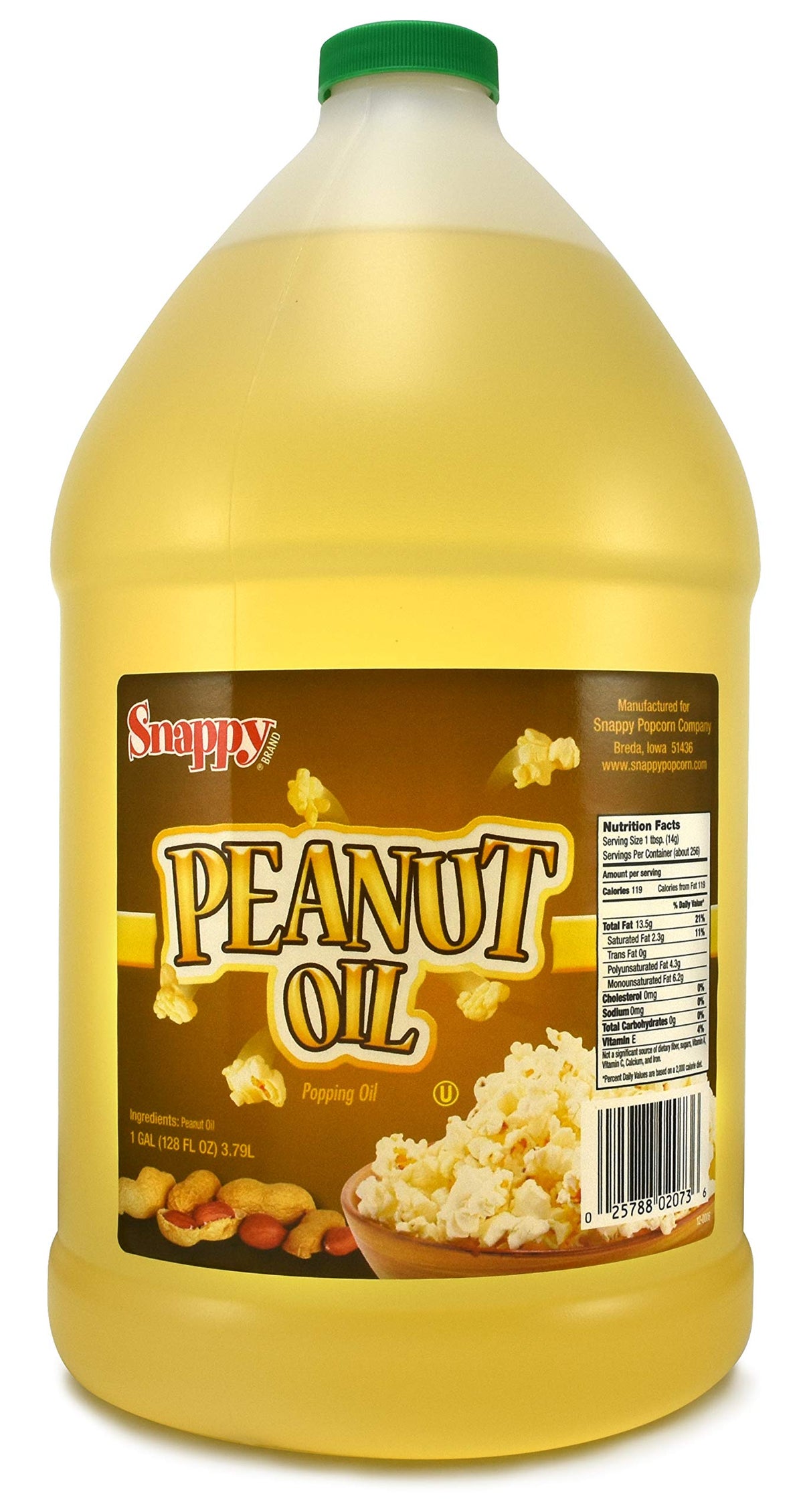 SNAPPY Pure Peanut Oil – High Smoke Point Cooking Oil for Frying & Popcorn, 1 Gallon