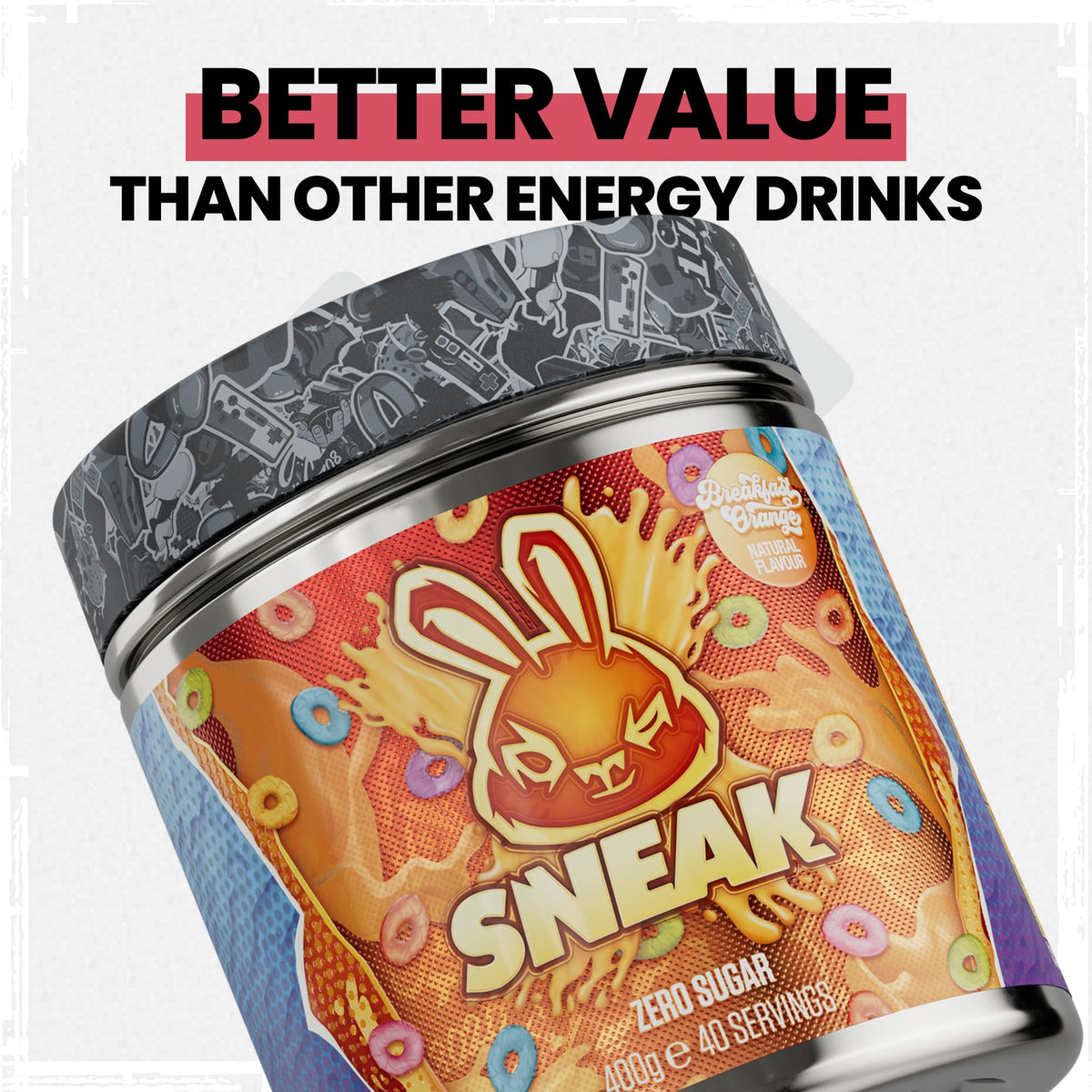 SNEAK Energy Drink Powder – Breakfast Orange | No Sugar, Natural Caffeine, Focus Nootropics | 40 Servings