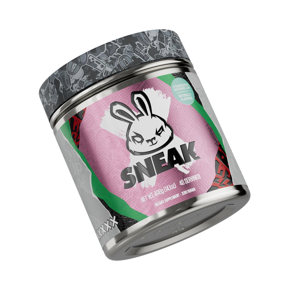 SNEAK Energy Drink Powder – Strawberry Watermelon | No Sugar, Natural Caffeine, 40 Servings