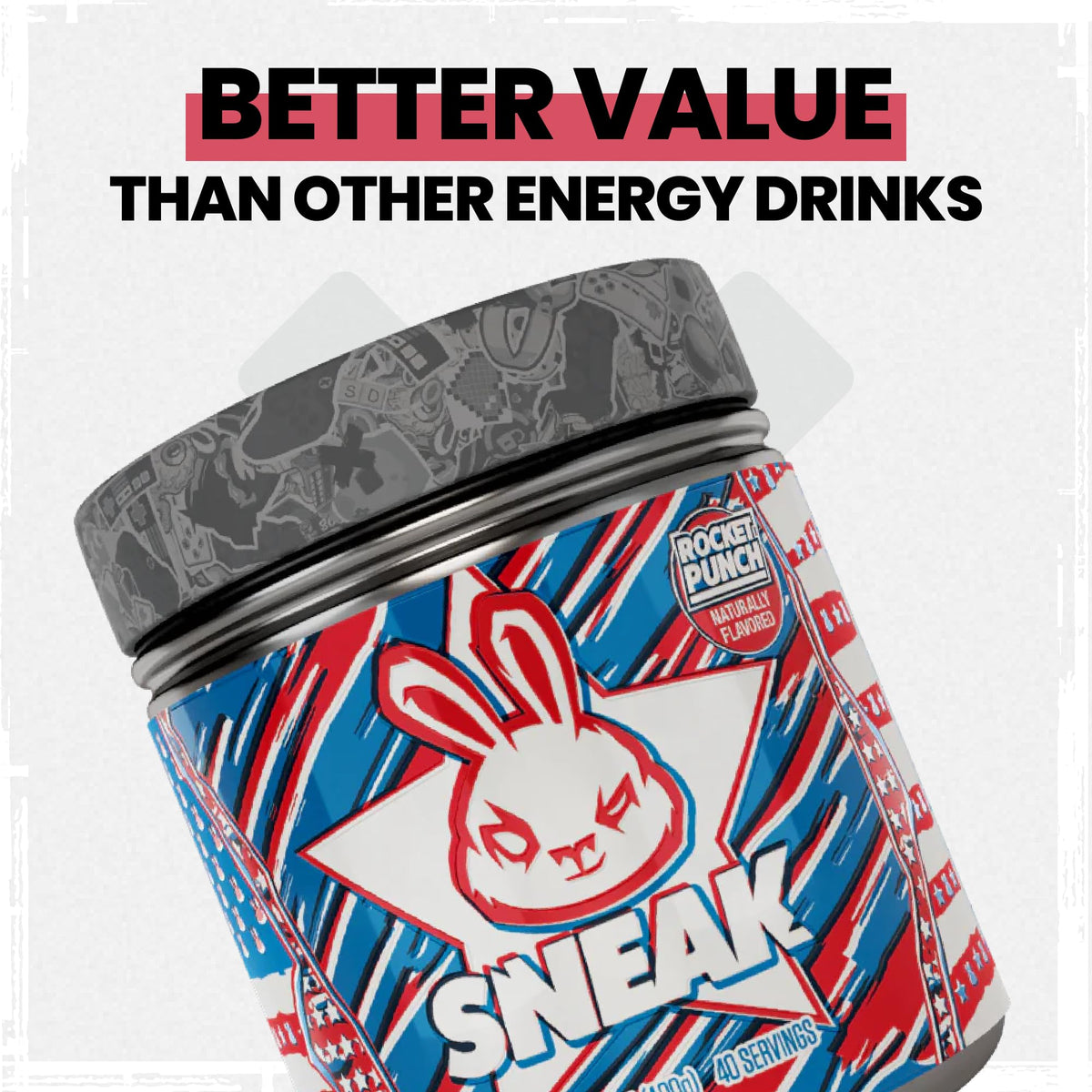 SNEAK Rocket Punch Energy Drink Powder — No Sugar, Natural Caffeine & Focus-Boosting Nootropics | 40 Servings