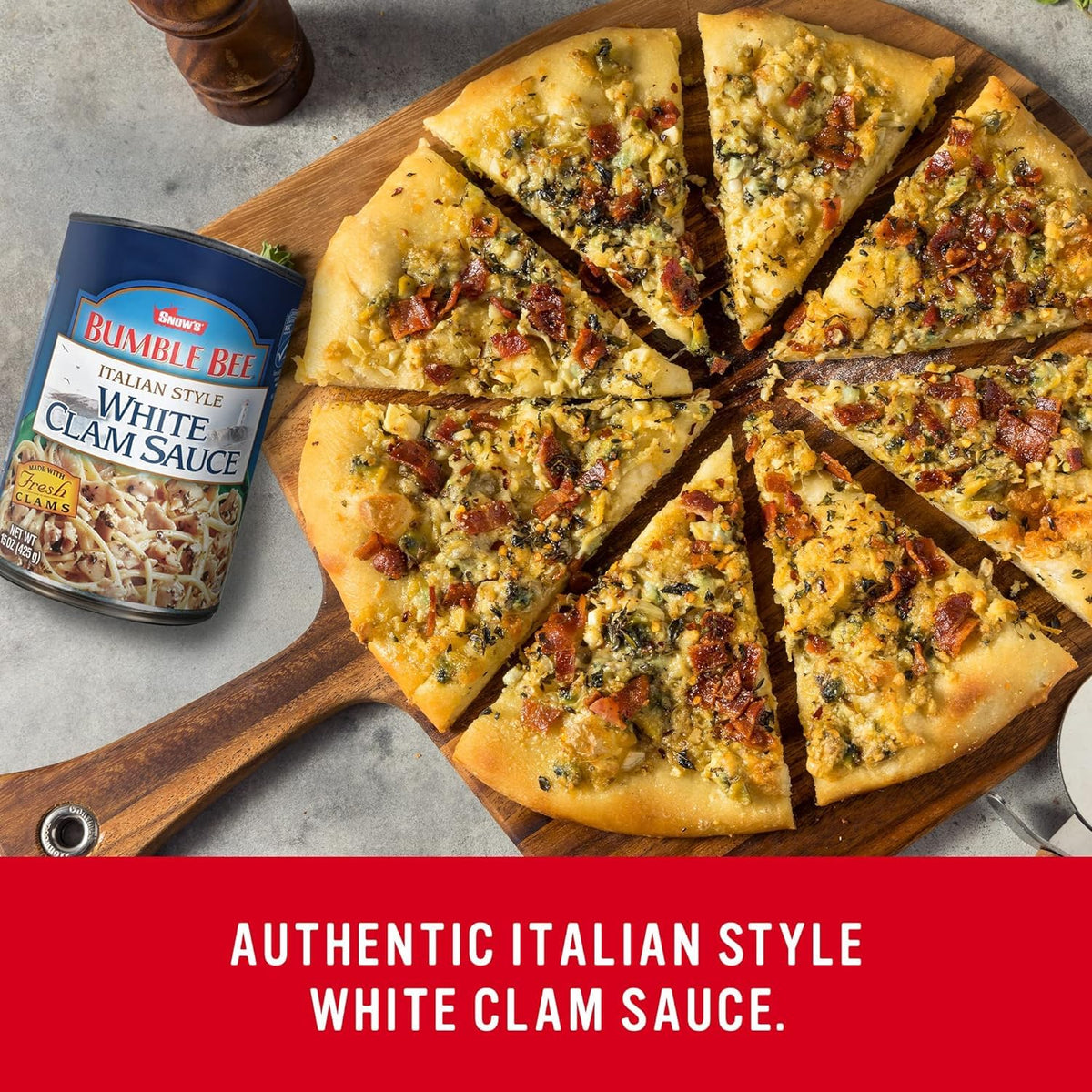 Snow's Italian Style White Clam Sauce – 15 oz Cans (Pack of 12) – Fresh Clams, Garlic & Spices – MSC Certified