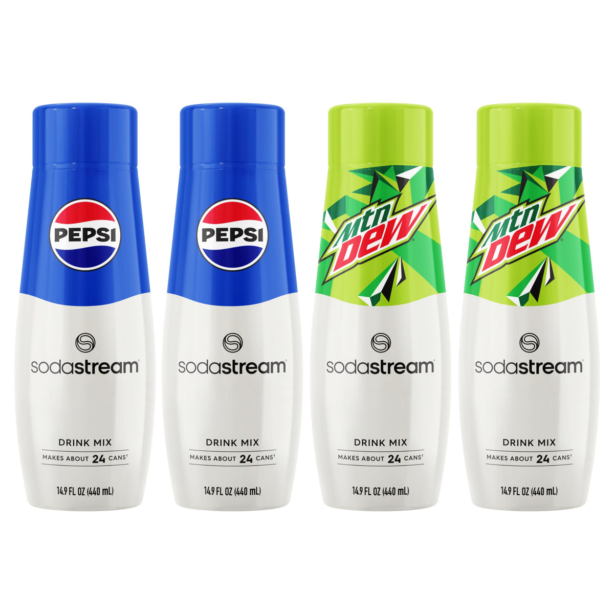 SodaStream Pepsi & MTN Dew Variety Pack – 4 x 440ml Bottles