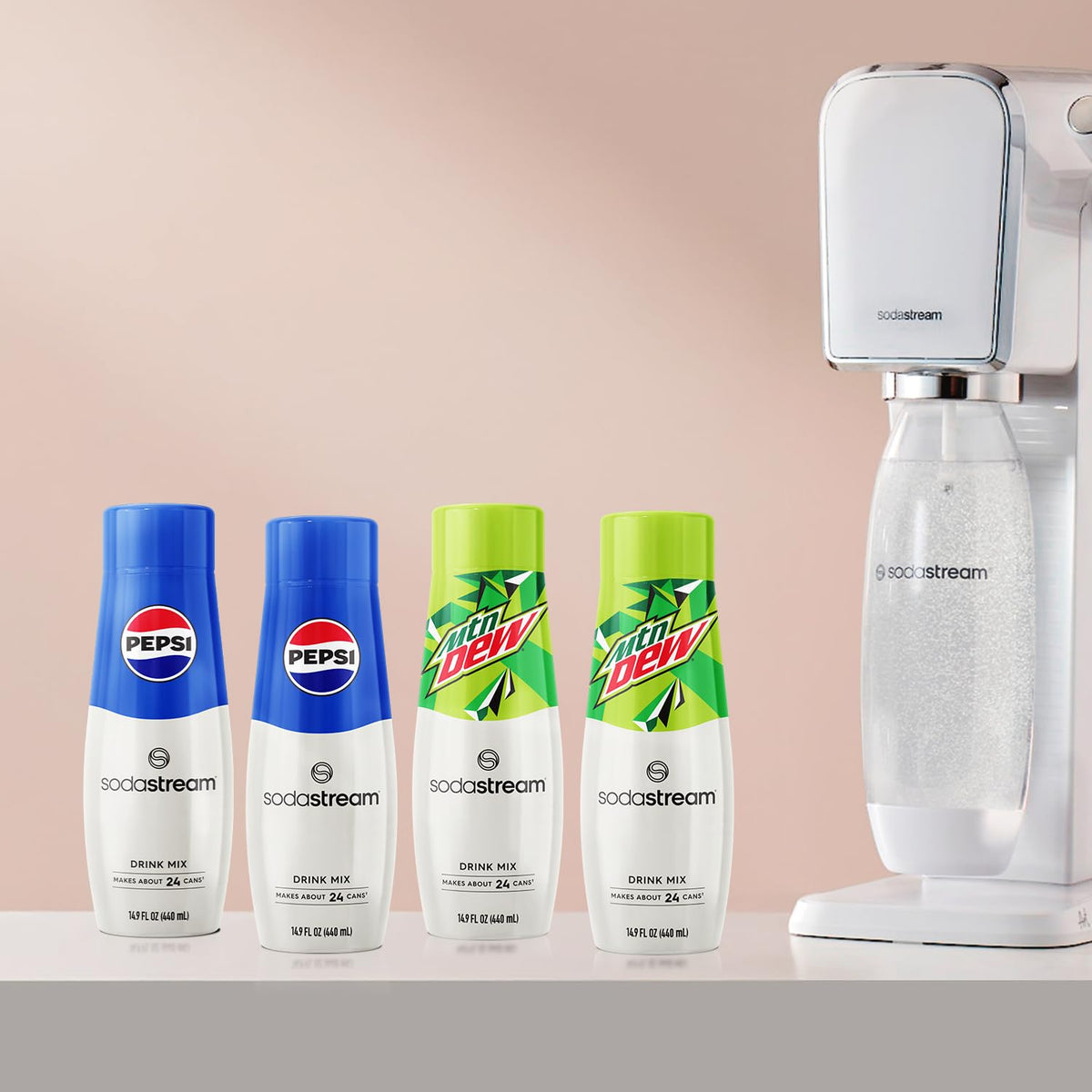 SodaStream Pepsi & MTN Dew Variety Pack – 4 x 440ml Bottles