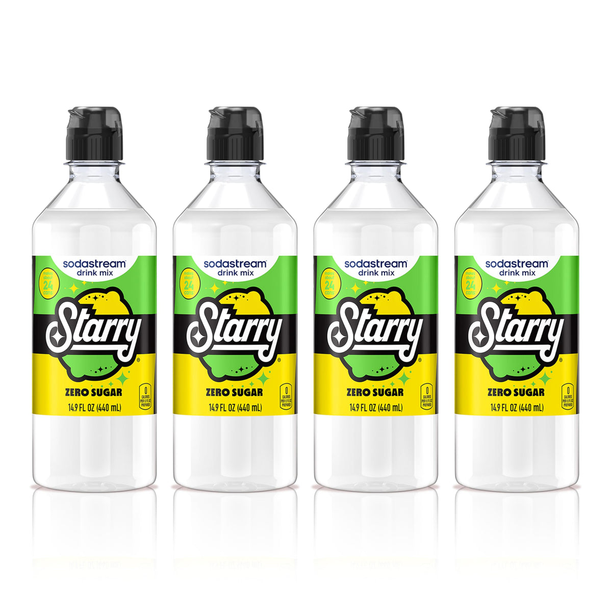 SodaStream Starry Zero New Pour Bottles Beverage Mix Pack 4 x 14.9 oz