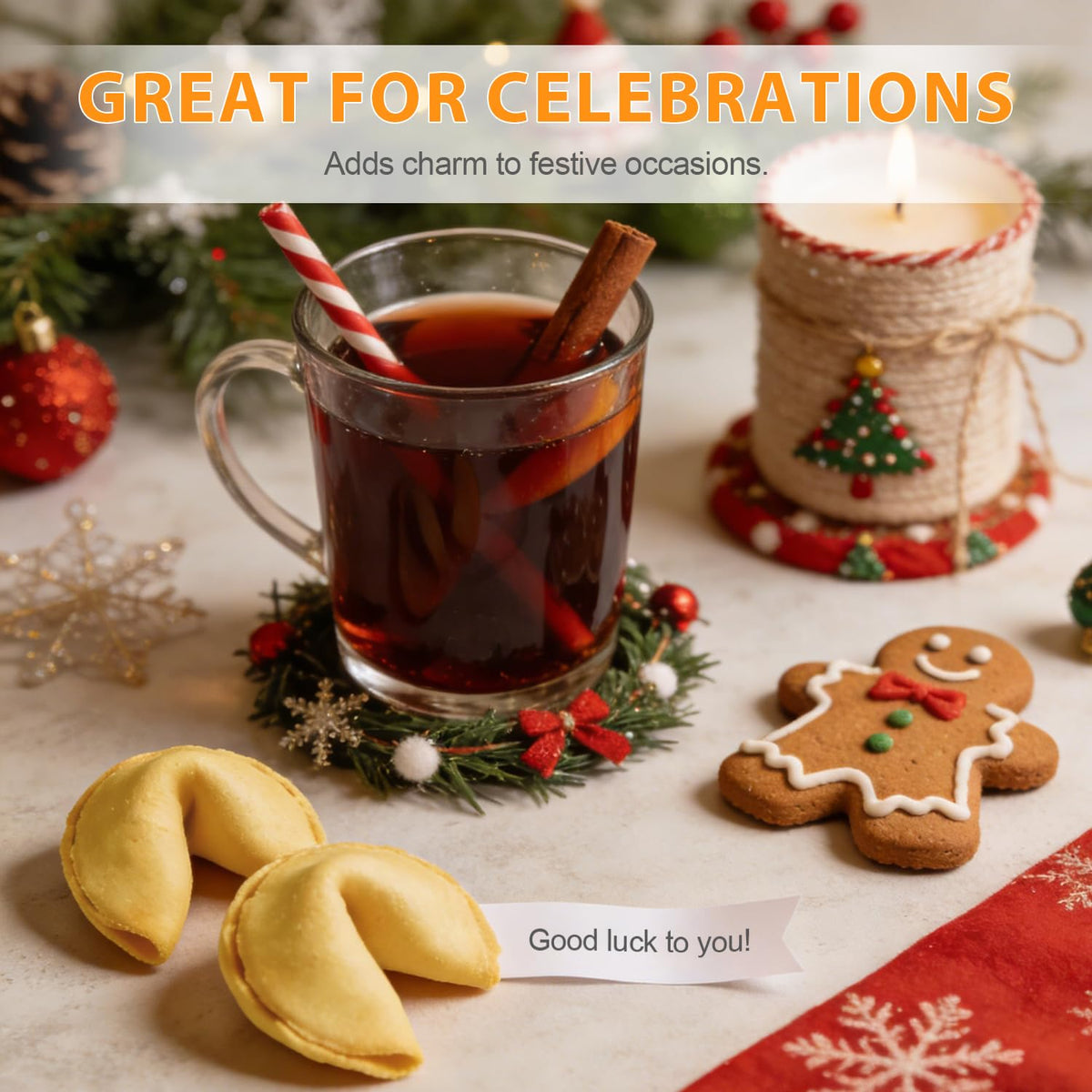 Soeos Fortune Cookies — Vanilla Flavor, Individually Wrapped Bulk Cookies for Events