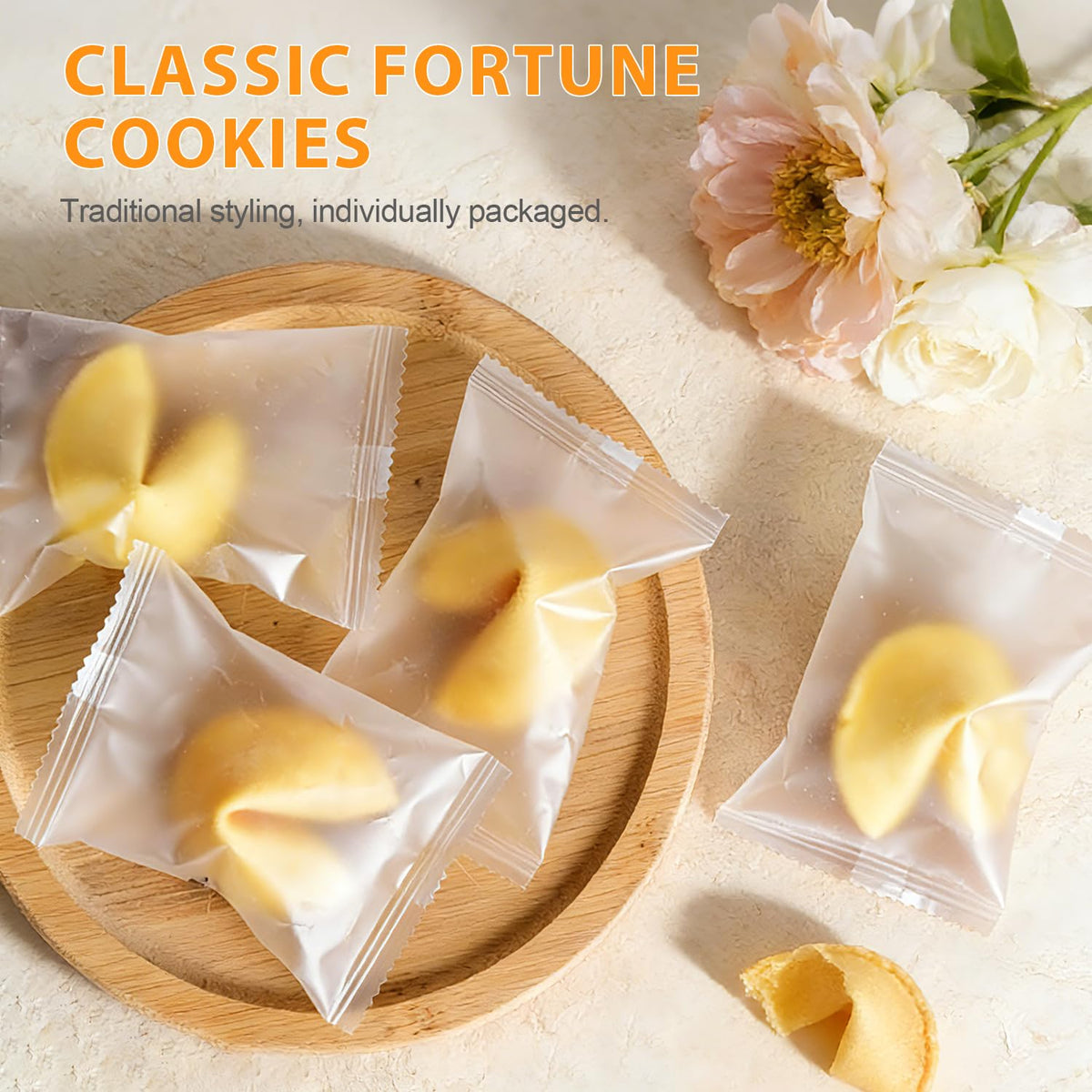Soeos Fortune Cookies — Vanilla Flavor, Individually Wrapped Bulk Cookies for Events
