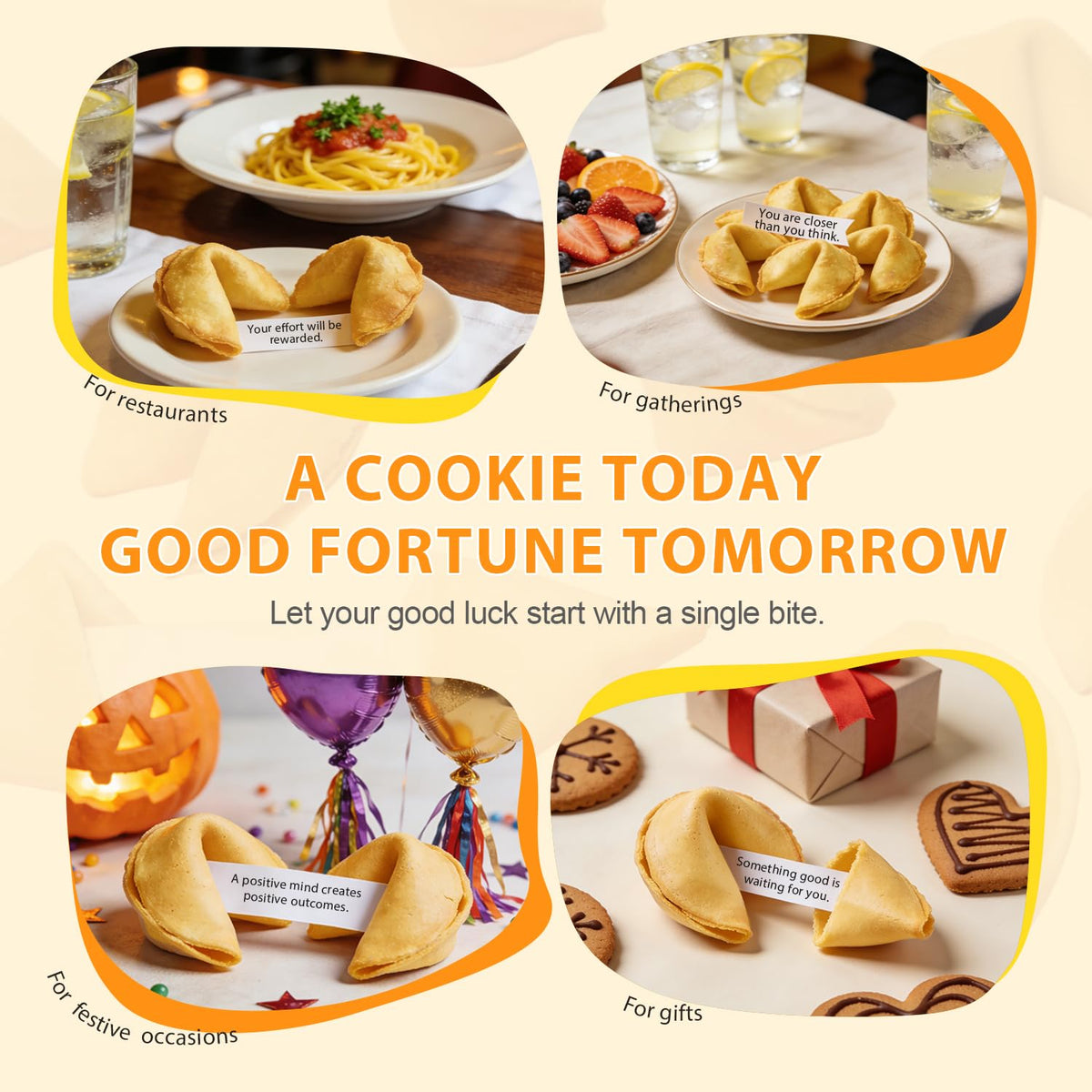 Soeos Fortune Cookies — Vanilla Flavor, Individually Wrapped Bulk Cookies for Events
