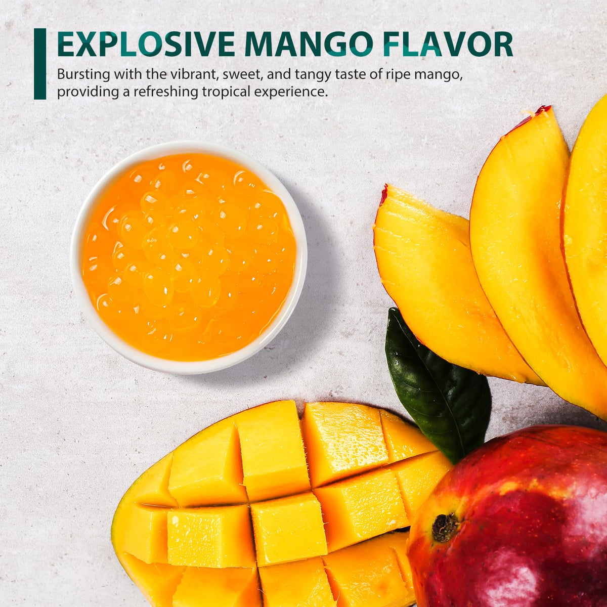 Soeos Mango Popping Boba Pearls 6.6 lb – Bursting Mango Flavor for Bubble Tea, Desserts & More