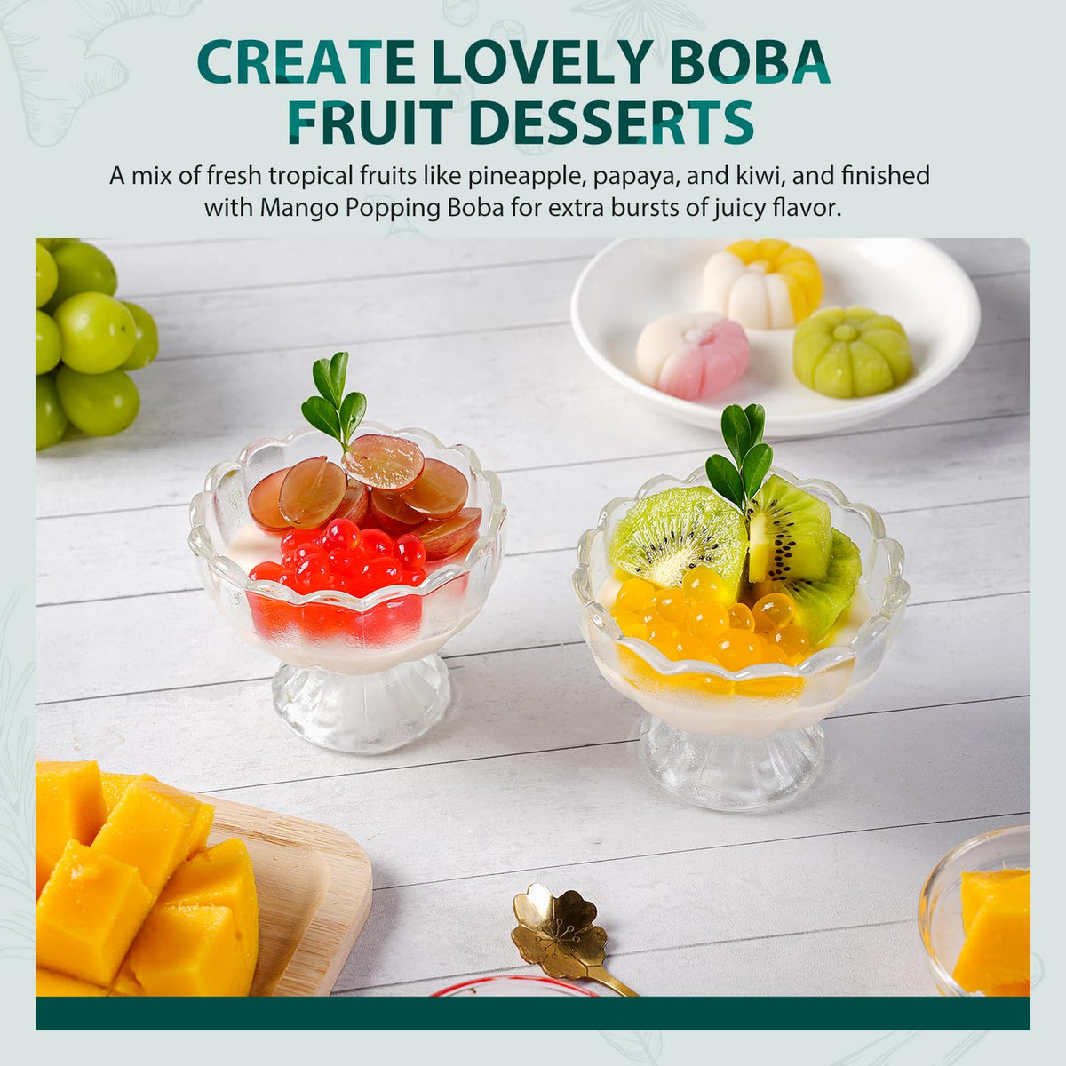 Soeos Mango Popping Boba Pearls 6.6 lb – Bursting Mango Flavor for Bubble Tea, Desserts & More