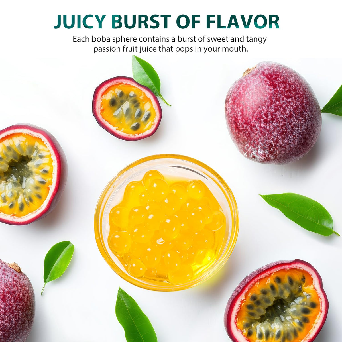 Soeos Passion Fruit Popping Boba Pearls – 6.6 lb Burst Boba Toppings for Bubble Tea, Desserts & Drinks