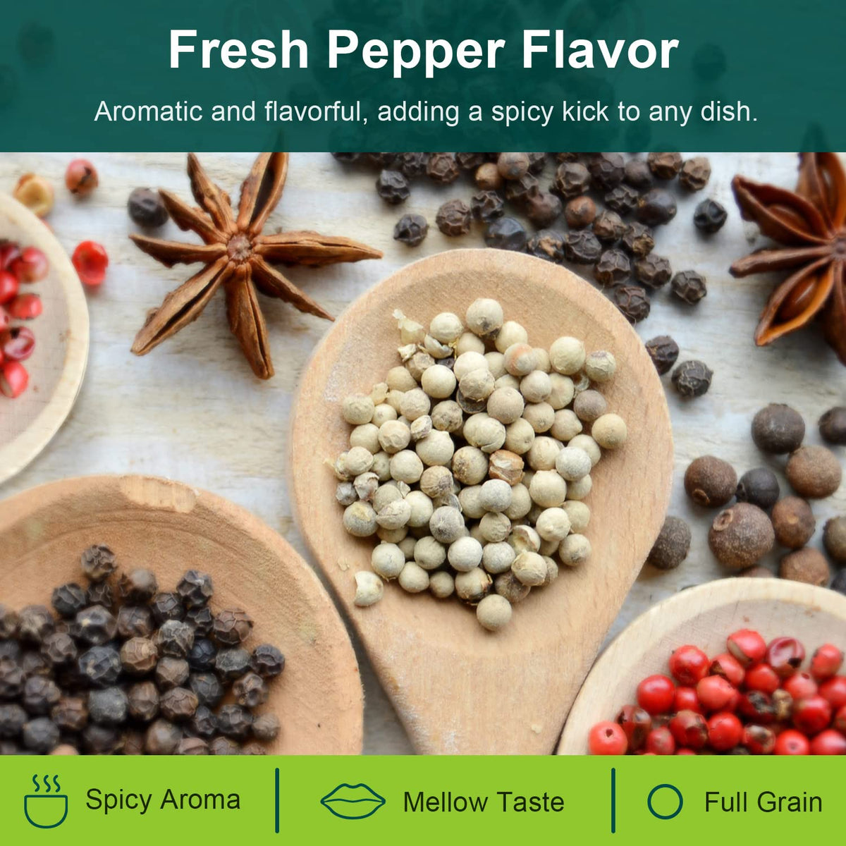 Soeos White Peppercorns, 18oz – Non-GMO, Kosher, Whole for Fresh Grinding