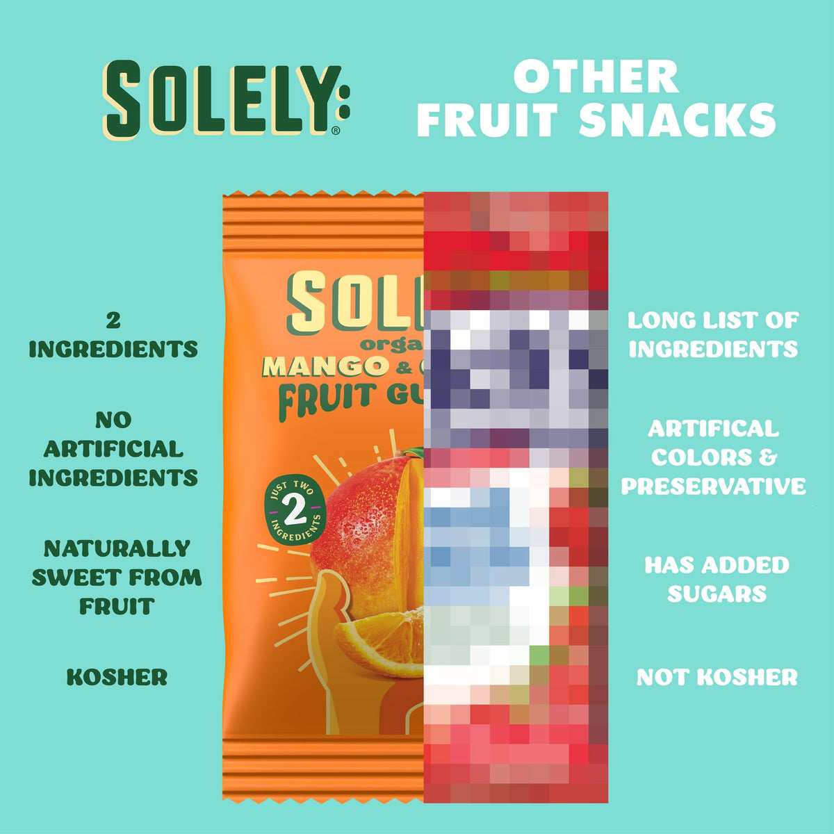 SOLELY Organic Mango & Orange Whole Fruit Gummies – 30 Bags (3.5 oz), Non-GMO, Vegan