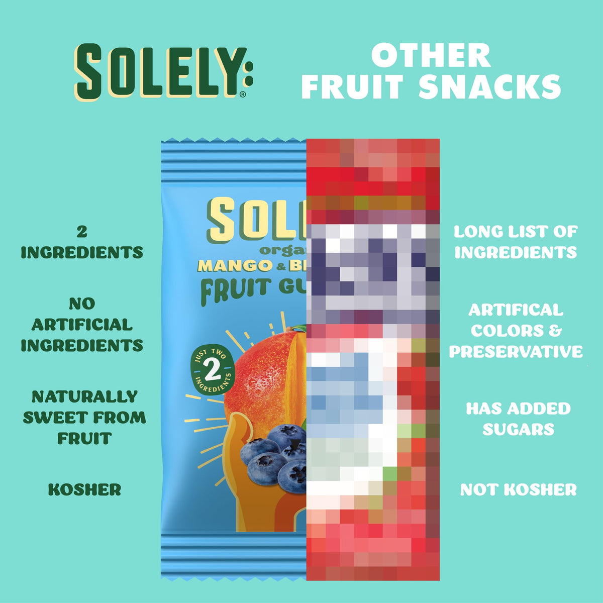 SOLELY Organic Mango and Blueberry Gummies – 30 Pouches, Vegan, Non-GMO, Shelf-Stable