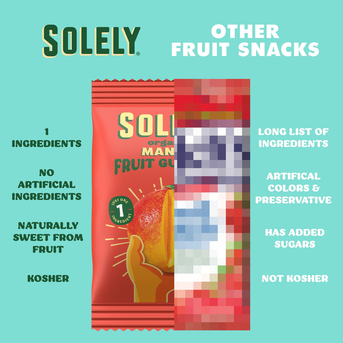 SOLELY Organic Mango Gummies – 30 Bags (6 Boxes) | Real Fruit, Vegan, Non-GMO