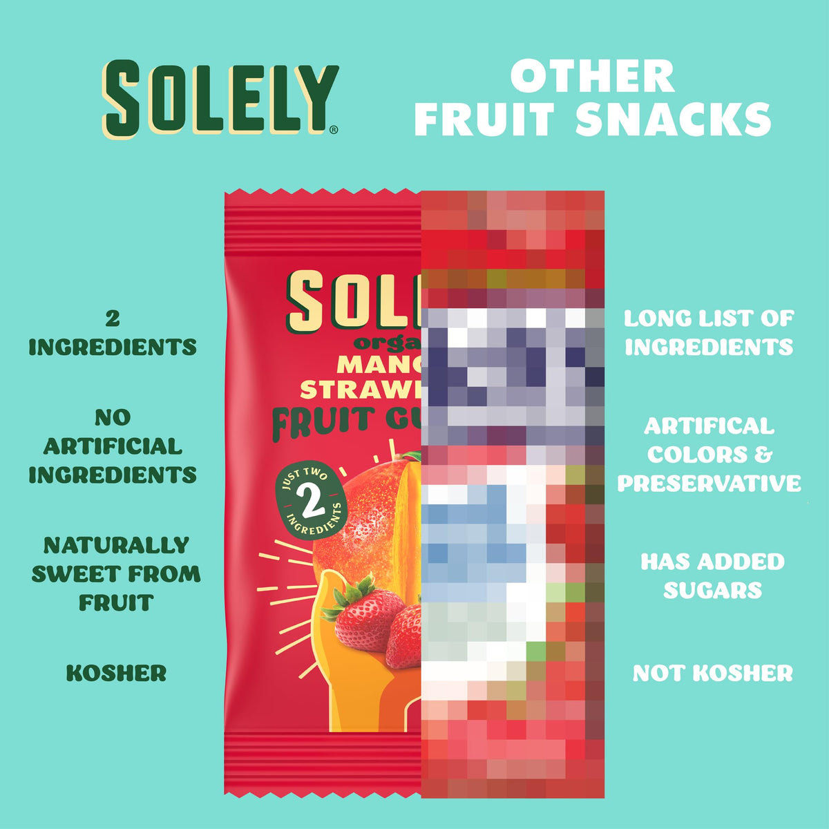 SOLELY Organic Mango & Strawberry Whole Fruit Gummies — 30 Bags, 3.5 oz each | Non-GMO, Vegan, Shelf-Stable Snacks
