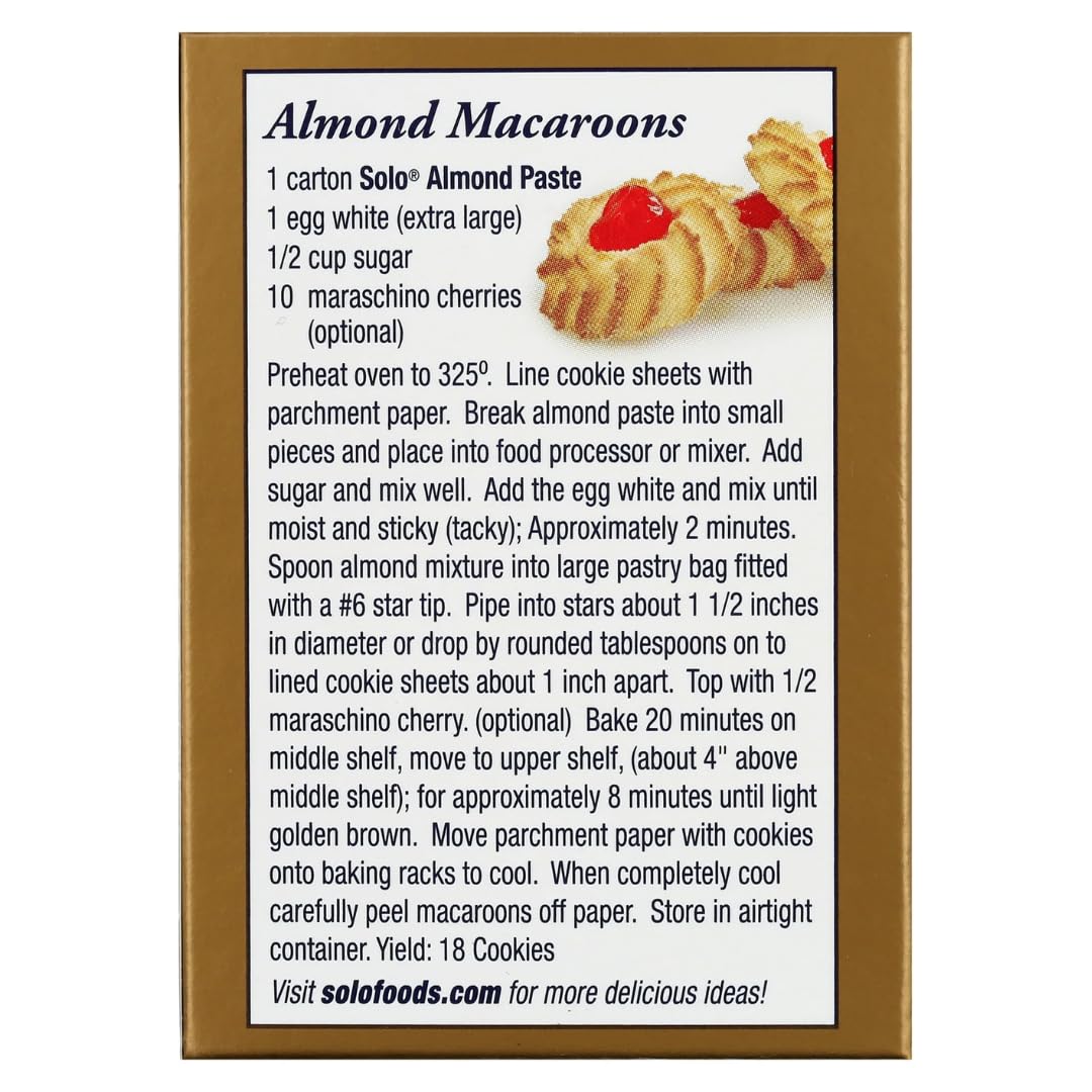 SOLO Almond Paste 8oz (Pack of 12) – Gluten Free & Kosher Certified, Ready to Use