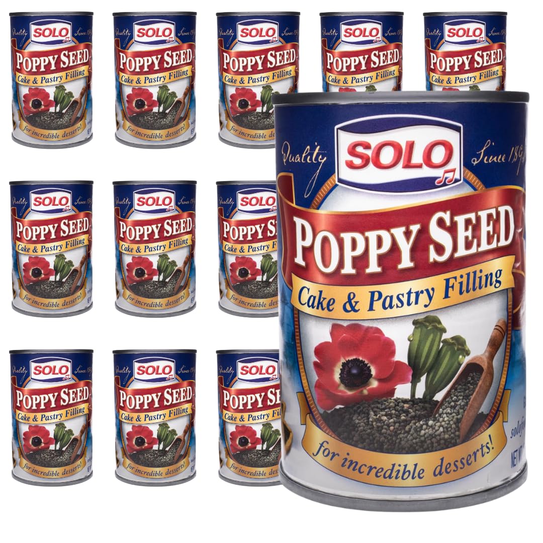 Solo Poppy Seed Cake & Pastry Filling – Gluten Free, Kosher, 12.5 oz Can (Pack of 12)