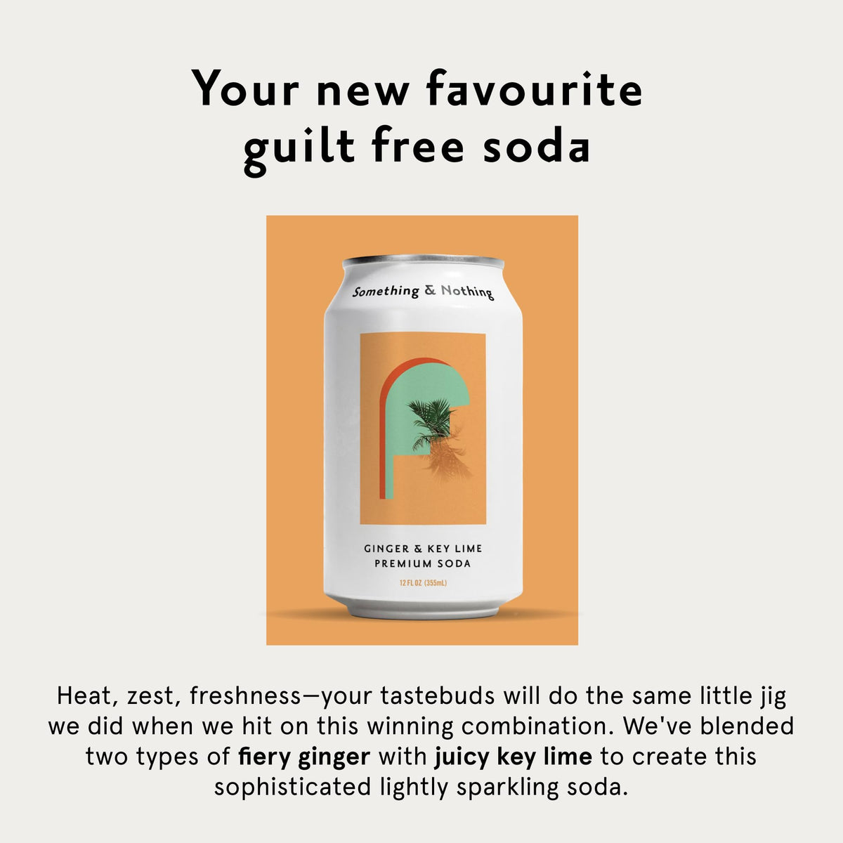 Something & Nothing Ginger & Lime Flavoured Sparkling Water – Lightly Carbonated, Full-Flavoured with Grape & Lemon Juice | Vegan & Low Calorie Soda | 12 Can Pack