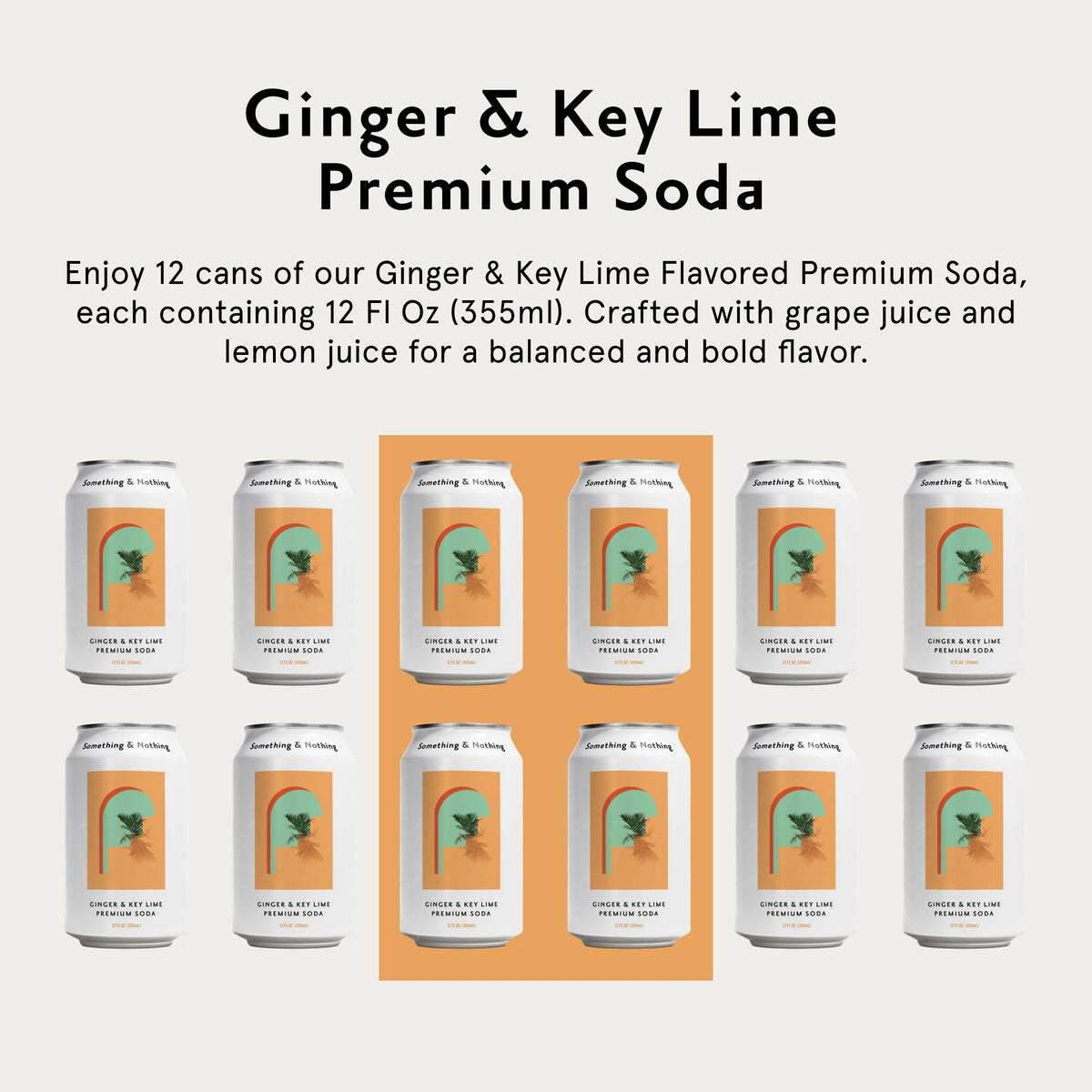 Something & Nothing Ginger & Lime Flavoured Sparkling Water – Lightly Carbonated, Full-Flavoured with Grape & Lemon Juice | Vegan & Low Calorie Soda | 12 Can Pack