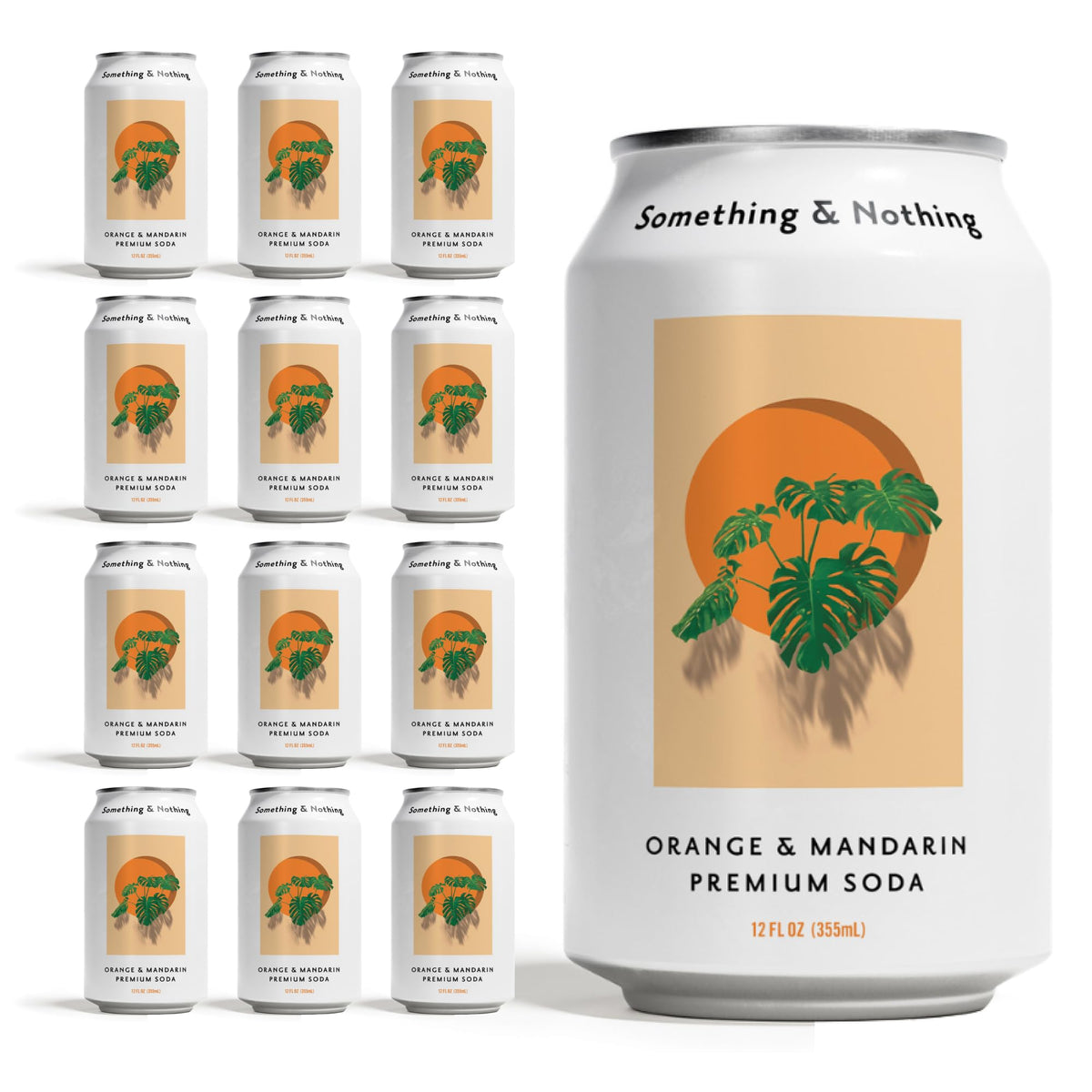 Something & Nothing Orange & Mandarin Sparkling Water — Lightly Carbonated, Low-Cal Vegan Soda (12x12oz Cans)