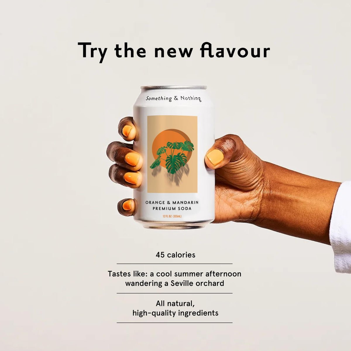 Something & Nothing Orange & Mandarin Sparkling Water — Lightly Carbonated, Low-Cal Vegan Soda (12x12oz Cans)