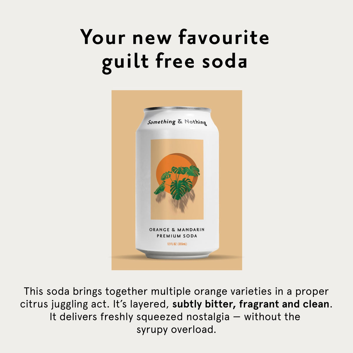 Something & Nothing Orange & Mandarin Sparkling Water — Lightly Carbonated, Low-Cal Vegan Soda (12x12oz Cans)