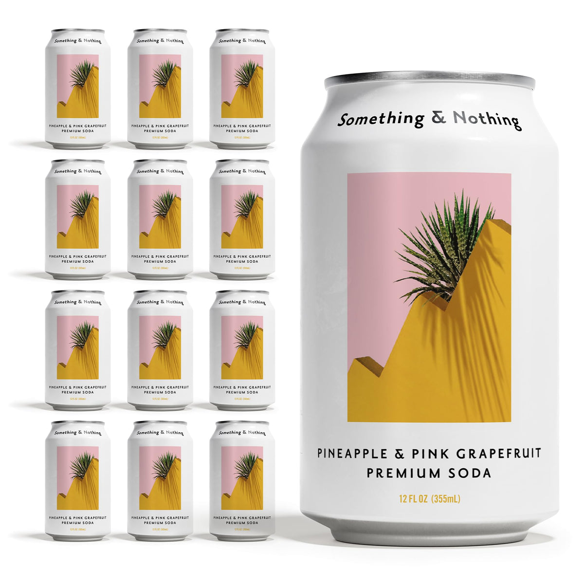 Something & Nothing Pineapple & Pink Grapefruit Sparkling Water – Lightly Carbonated, Full Flavor with Grape & Lemon Juice | Vegan, Low-Calorie Soda | 12 × 12oz Cans